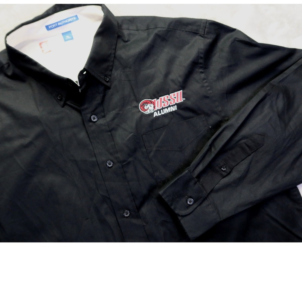 Port Authority WSSU Alumni Shirt Mens XL Black Long Sleeve Button Down HBCU Rams